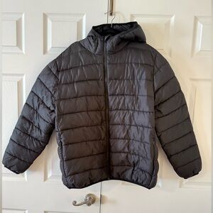 H&M Women’s Black Hooded Puffer Zipper Jacket Coat Size XXL